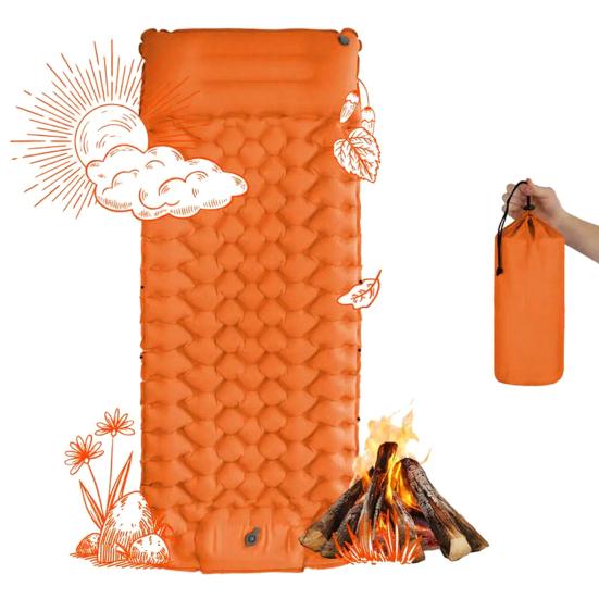 Ultralight Inflatable Sleeping Pad with Built-in Foot Pump Waterproof Self Inflating Lounge Mat Portable Travel Outdoor Camping Hiking