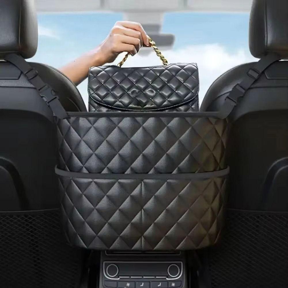 New Leather Car Middle Seat Storage Organizer Large Capacity Car Chair Back Hanging Bag Car Accessories Seat Back Storage