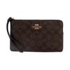 Bolsito de Muñeca con Cremallera Lateral 20 Cierre de Cremallera con Logo Lona Recubierta Y Cuero Reciclado Cartera de Mano Pequeña para Mujer Marrón Dorado Negro CS438-IMAA8
