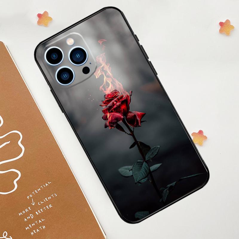 Rose Flower Floral Phone Case For iPhone 17 Pro Max 14 13 12 11 15 16 Pro Max Mini 16 Plus 16e 17 Air Funda