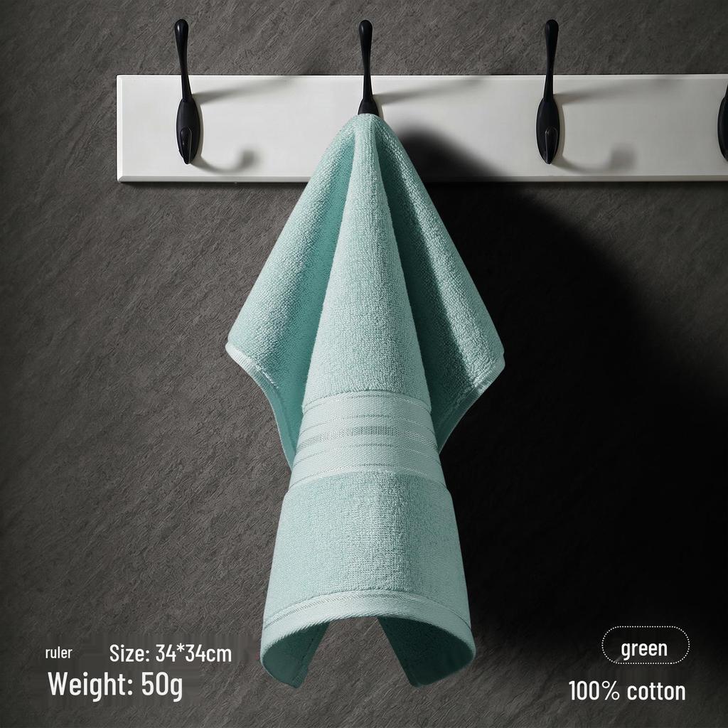 Pure Cotton Square Towel - Thick, Soft, Solid Color for Kids' Face Wash & Kindergarten Use