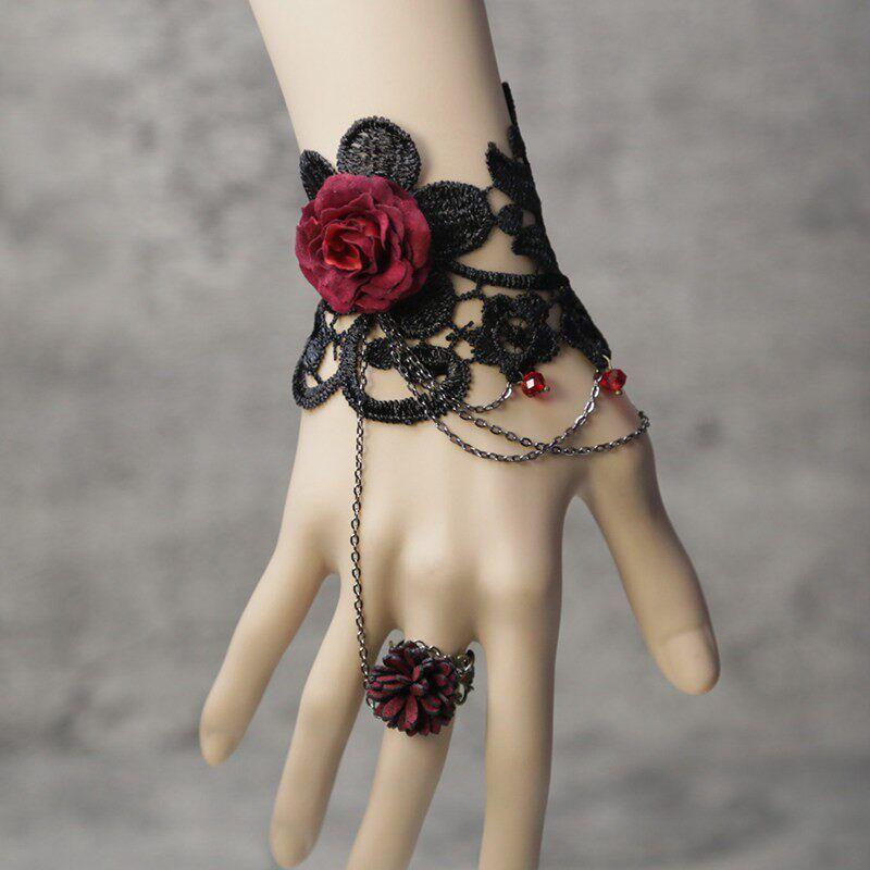 Amy Mi Lace New Accessories Elegant Accessories Flocking Camellia Fashion Finger Ring Retro Lolita Bracelet
