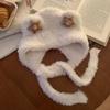 New Bear Ear Plush Knitted Hat for Women In Winter Warm Face Showing Small Straps Ear Protection Lei Feng Hat Trend