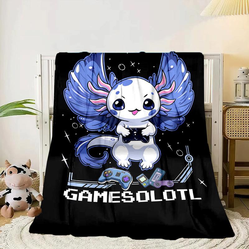 Fantasy Axolotl Moon Night Sky Blanket Flannel Blanket for bed, sofa, Camping, Hiking, Picnic Essentials, gift for family Fan gifts