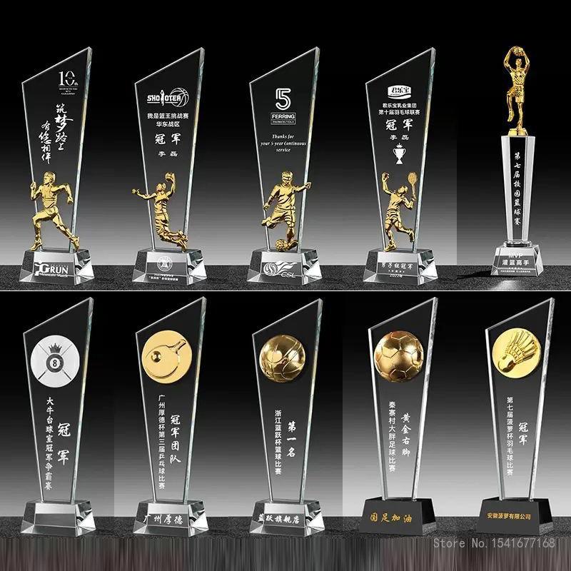 Metal Medal Sports Ball Games for Table Tennis, Marathon Athletic Games, Home Decor Award Souvenir, Carving Crystal Trophy, New