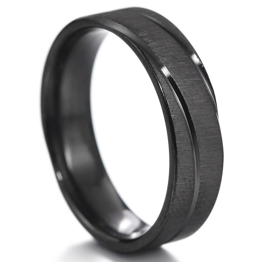 Fede in Tungsteno Nero Anelli Punk Trama d'Acciaio per Uomo Donna Scanalatura Fibra di Carbonio Anello alla Moda