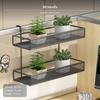 Double Black Flower Rack Modern Iron Wall-mounted Plant Shelf Space-saving Decor
