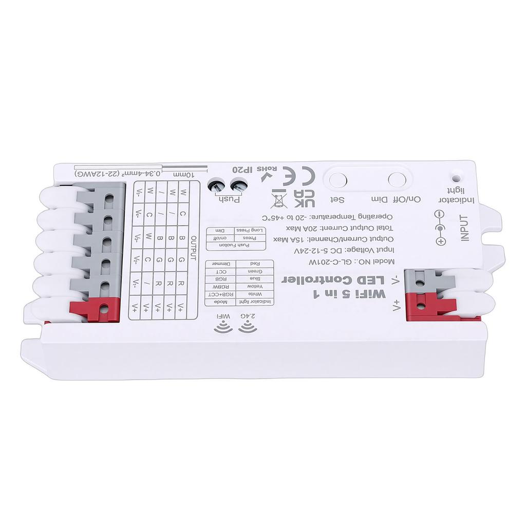 LED-Lichtcontroller Unterstützung für Tuya Smart APP WiFi Bluetooth 2.4G 5 in 1 Streifenlicht-Controller RGBCCT RGBW RGB WWCW