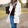 Amazon 2025 Autumn and Winter Cross-border Women's Woolen Coat Solid Color Lapel with Pocket Long Personalized Woolen Coat