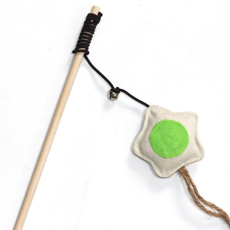 Cat Teasing Wand with Burlap, Feather, and Bell - Self-Entertainment Toy for Boredom Relief