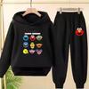 Pink Children Hoodie Black Boys Girls Toddler 3-12 Years Sports Coat Top+Pants Casual Sesame Street ELMO Sweatshirt Set Autumn