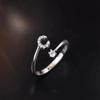 Sterling Adjustable Letter Zircon Ring Women Minimalist Fashion Jewelry Alphabet Initial