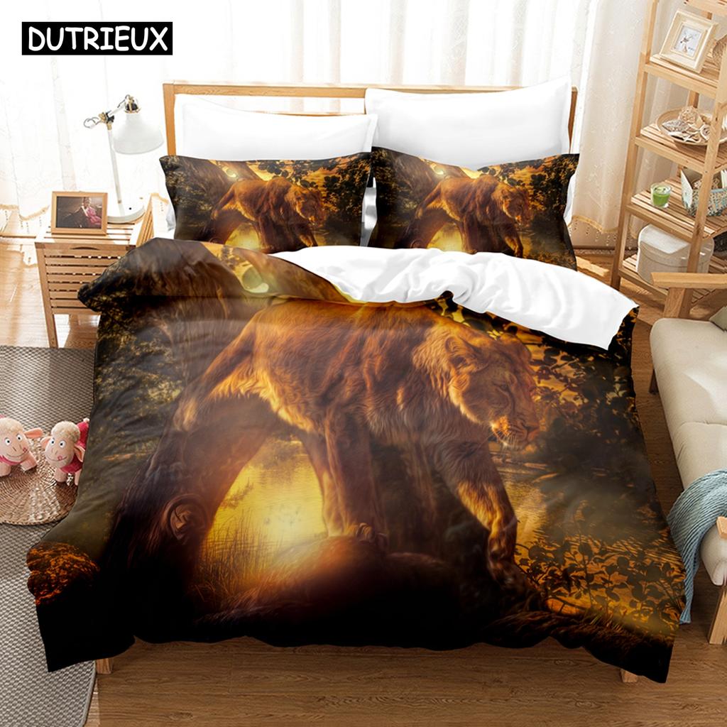 3D Lví Povlečení Sady Přikrývka Set s Povlakem na Polštář Twin Full Queen King Ložní Prádlo