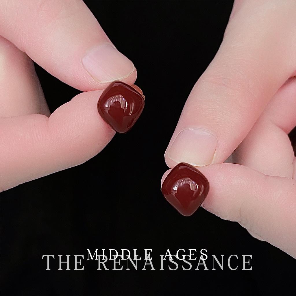 Ретро-серьги-гвоздики бордового цвета с эффектом стекающей краски, серьги в гонконгском стиле с литературными и художественными геометрическими узорами, осенне-зимние белые украшения для ушей