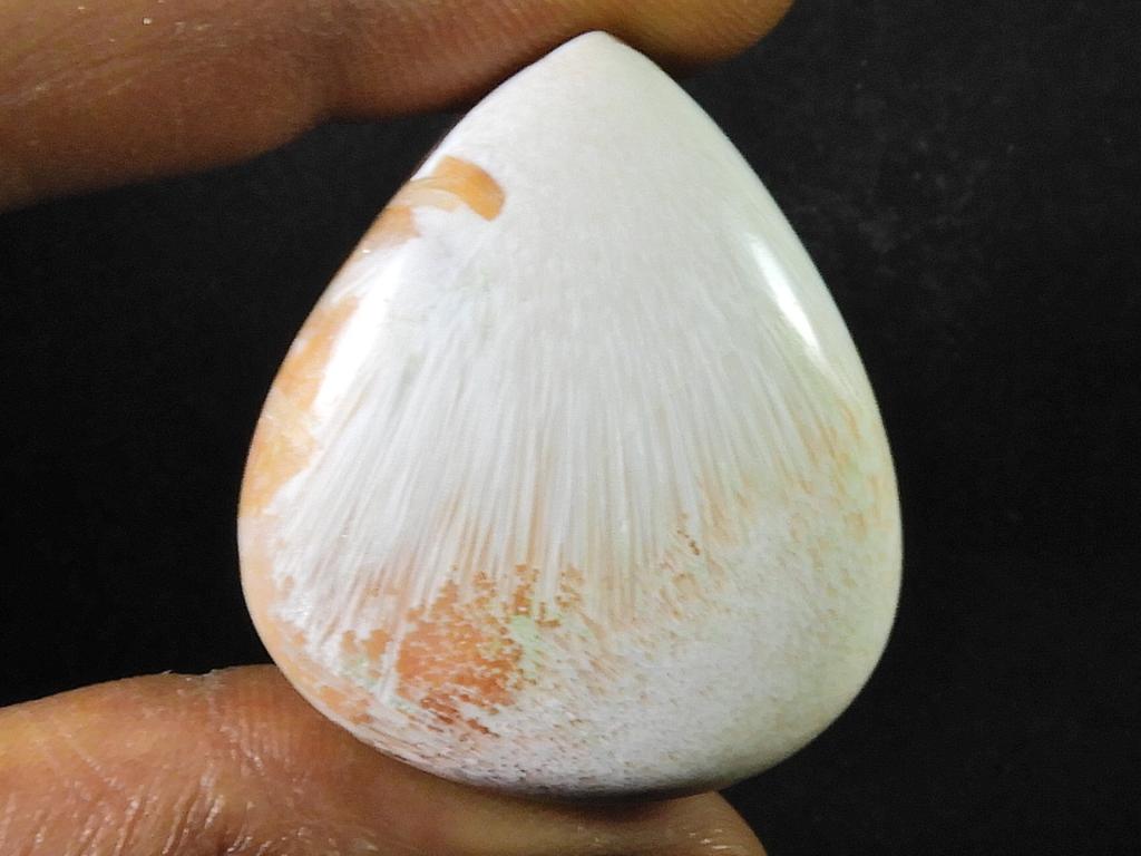 58Cts. Pink Scolocite Pear Healing Crystal Cabochon Loose Gemstone 31X35X8MM SK-2457