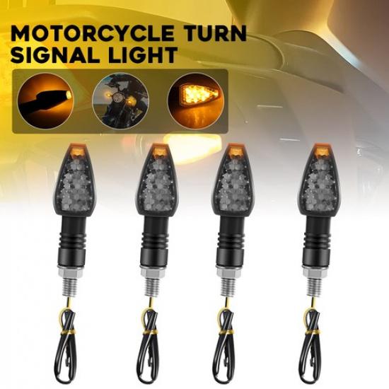 

4X Mini Motorcycle LED Turn Signals Blinker Light Indicator Amber Lamp Universal