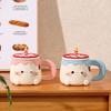 Cute Birthday Cat Candle Mug with Lid & Spoon - Heart Coffee Cup Gift
