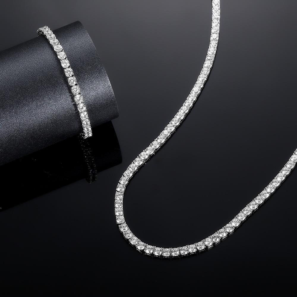 A Popular Zircon Tennis Chain Jewelry Men's Necklace European and American Niche Hip-hop Hiphop Jewelry Women's Bracelet