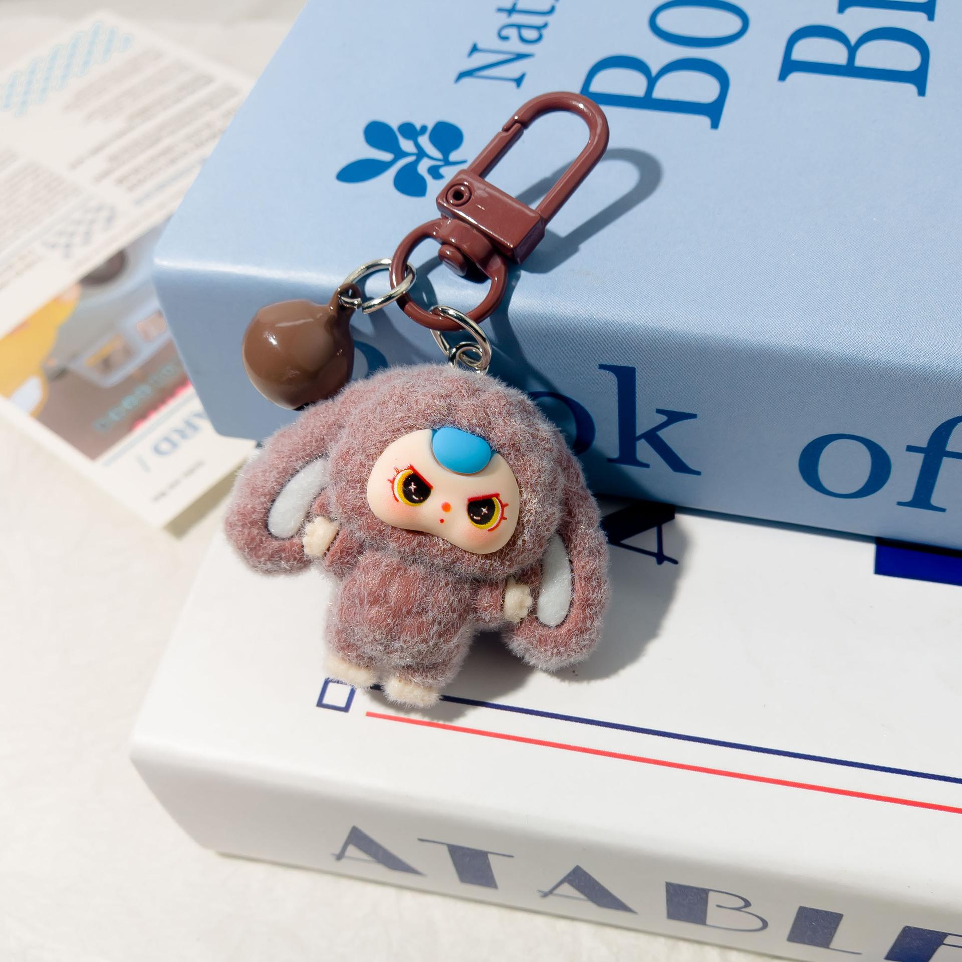 

Колокольчик Флокирование Большие Уши Трехлетний Ребенок Мультяшный Брелок Трехмерная Фигурка Студенческий Рюкзак Подвеска LAbubu кофейный