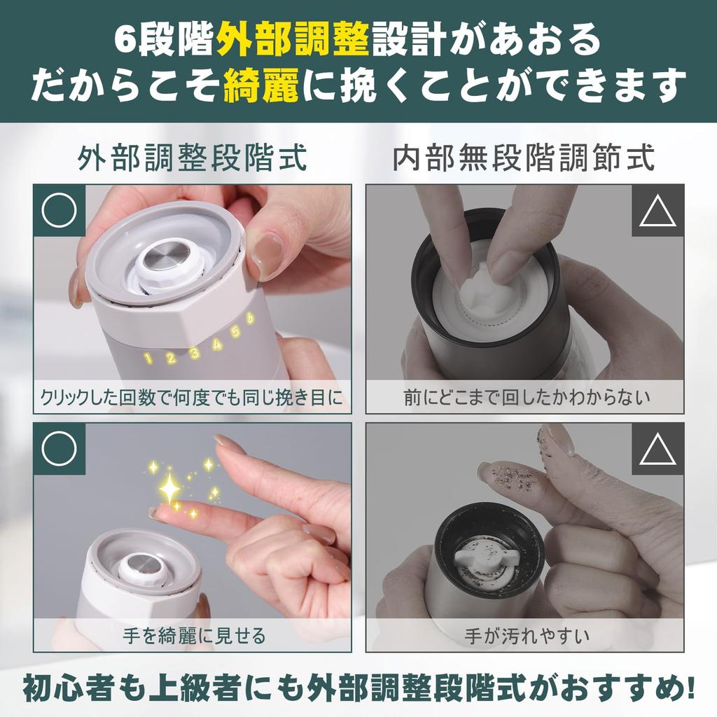 VKCHEF Pepper Pepper External Rock Salt Gray Salt 6 Degree Set of Coarseness Ceramic Easy To Spice Crystalline Flower Pepper Easy To Convenient For