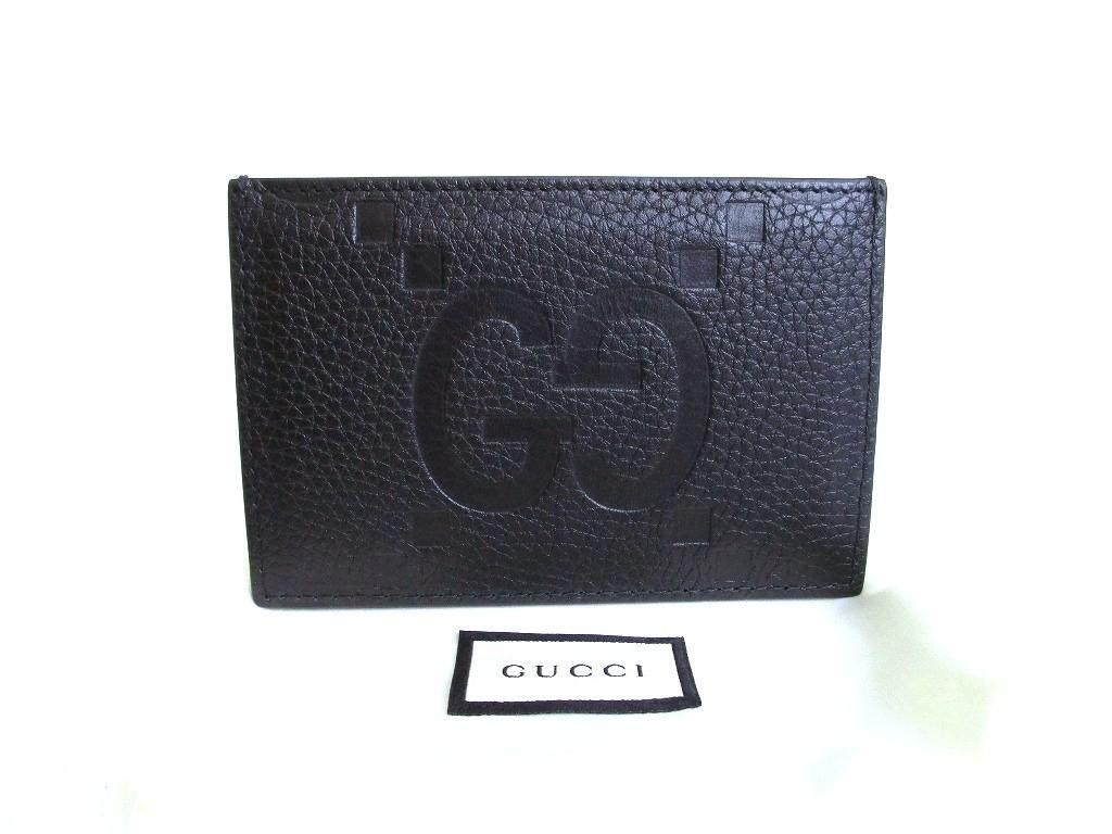 Authentic GUCCI Jumbo GG Black Leather Credit Card Holder #b252 Seller refurbished