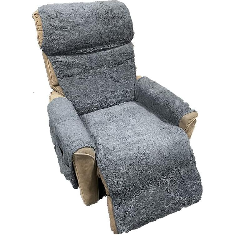 Fleece Recliner Furniture Protector Cover with Armrest Pockets, Super Soft Warm Recliner Chair Cover, Non Slip Washable Recliner Cover with Elastic Chair серый