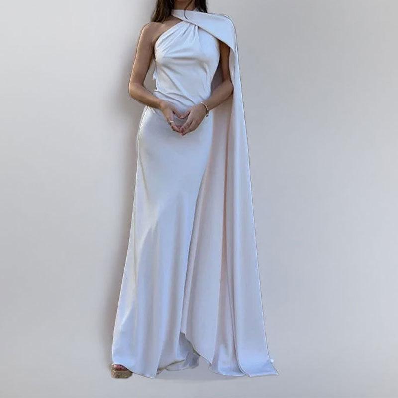Stil Damen Sommer Neu Langer Rock Temperament Streamer Hals Promi Stil Kleid