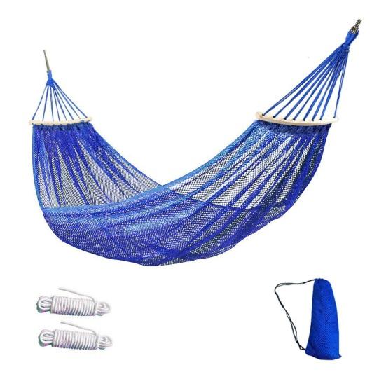 

Hammock with Breathable Ice Mesh Design Double Load Bearing 200kg Reinforced Traction Rope Anti-rollover Hammock синий