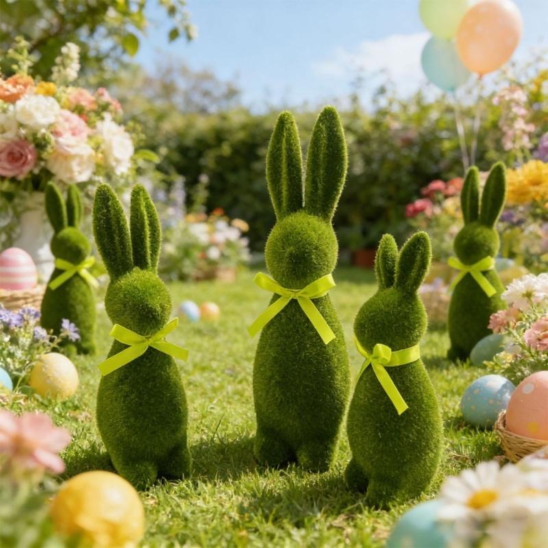 User Friendly Green Plastic Flocking Simulation Rabbit for Indoor and Outdoor Decoration Safe NonToxic Year Round Decors