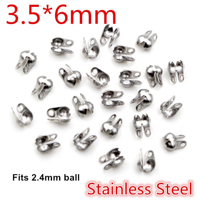 200pcs Connector Clasp Fitting 4*7mm Ball Chain Calotte End Crimps Beads Connector Components For DIY Jewelry Making Supplies