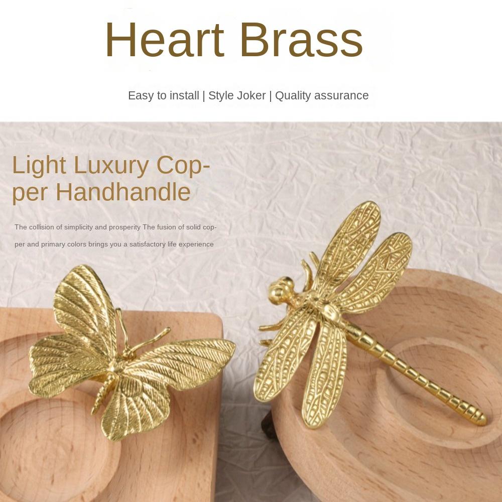 Retro Cabinet Door Knobs Vintage Wardrobe Drawer Pulls Butterfly/Dragonfly Brass Handle  Furniture