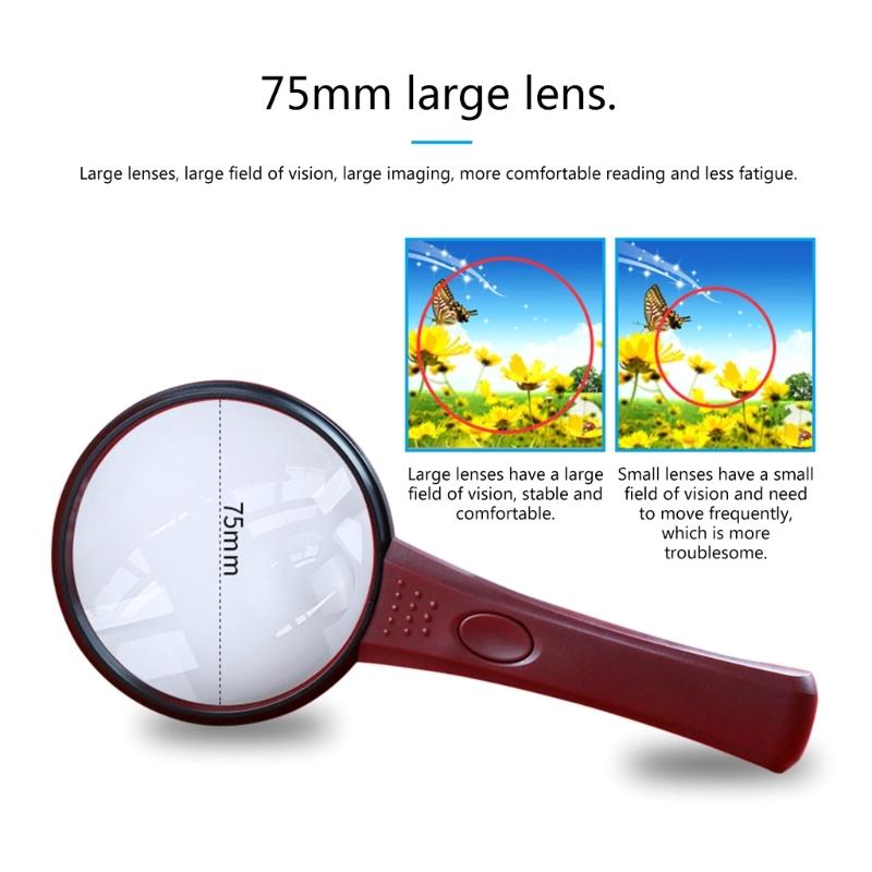 Magnifying Glass with Light Handheld Large LED Illuminated Lighted Magnifier for Seniors Reading Inspection Coin Jewelry