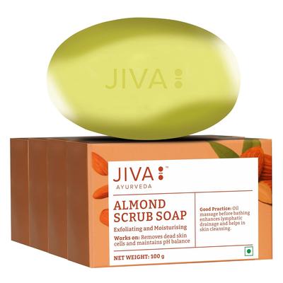 Jiva Almond Soap 100 G Pack Of 4 Natural Cleanser Bars For All Skin Types Creamy Lather Daily Bath Use Body Care Soap