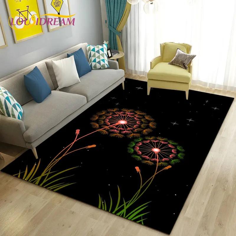 3D Mushroom Flower Plant Leaf Area Rug,Carpet Rug for Living Room Bedroom Sofa Doormat Decoration,Kitchen Non-slip Floor Mat