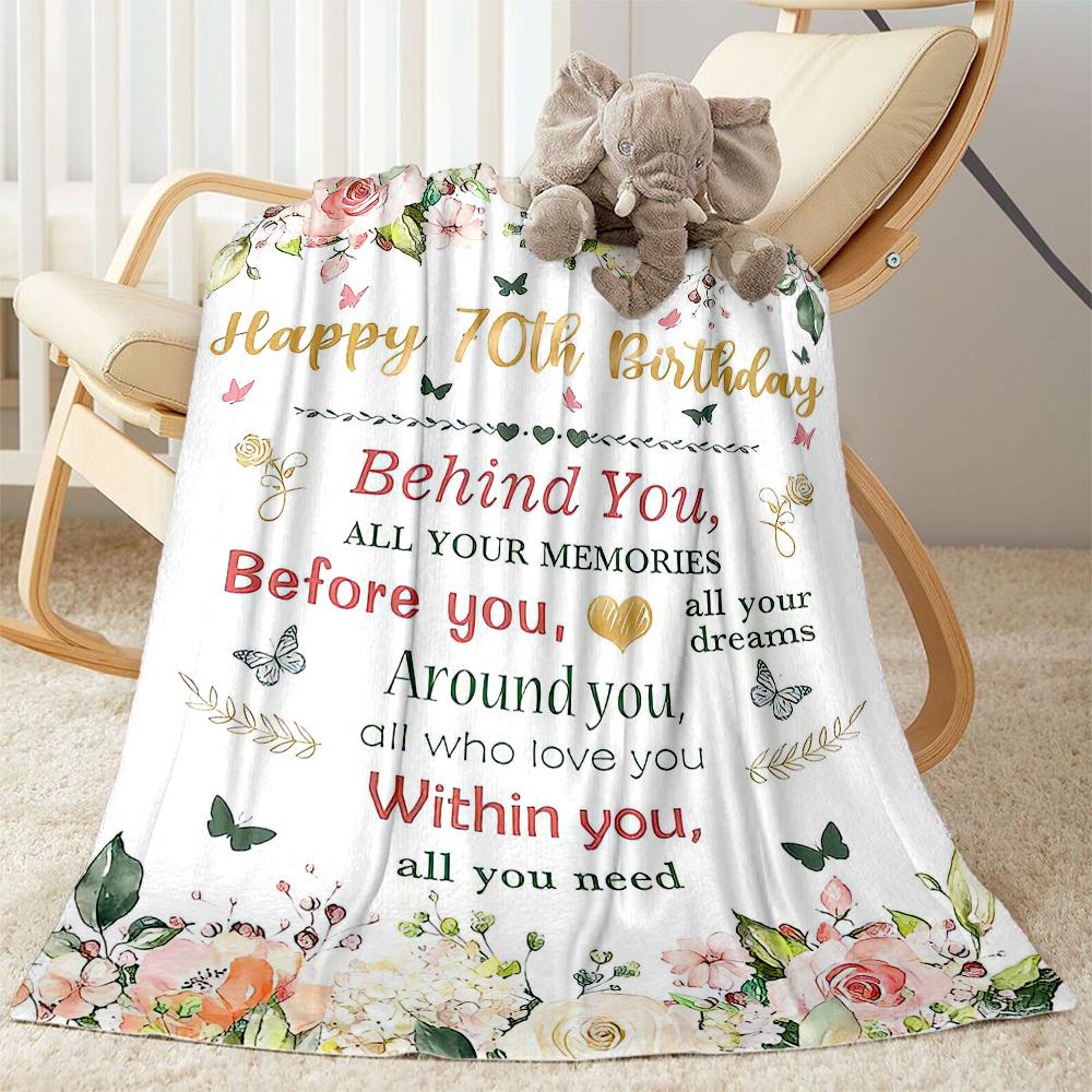 Happy 60th Birthday Sunflower flannel,Lightweight,Flannel Blanket,Comfortable Blanket, Sofa Blanket, Gift blankets,Holiday Gift Blanket Blankets