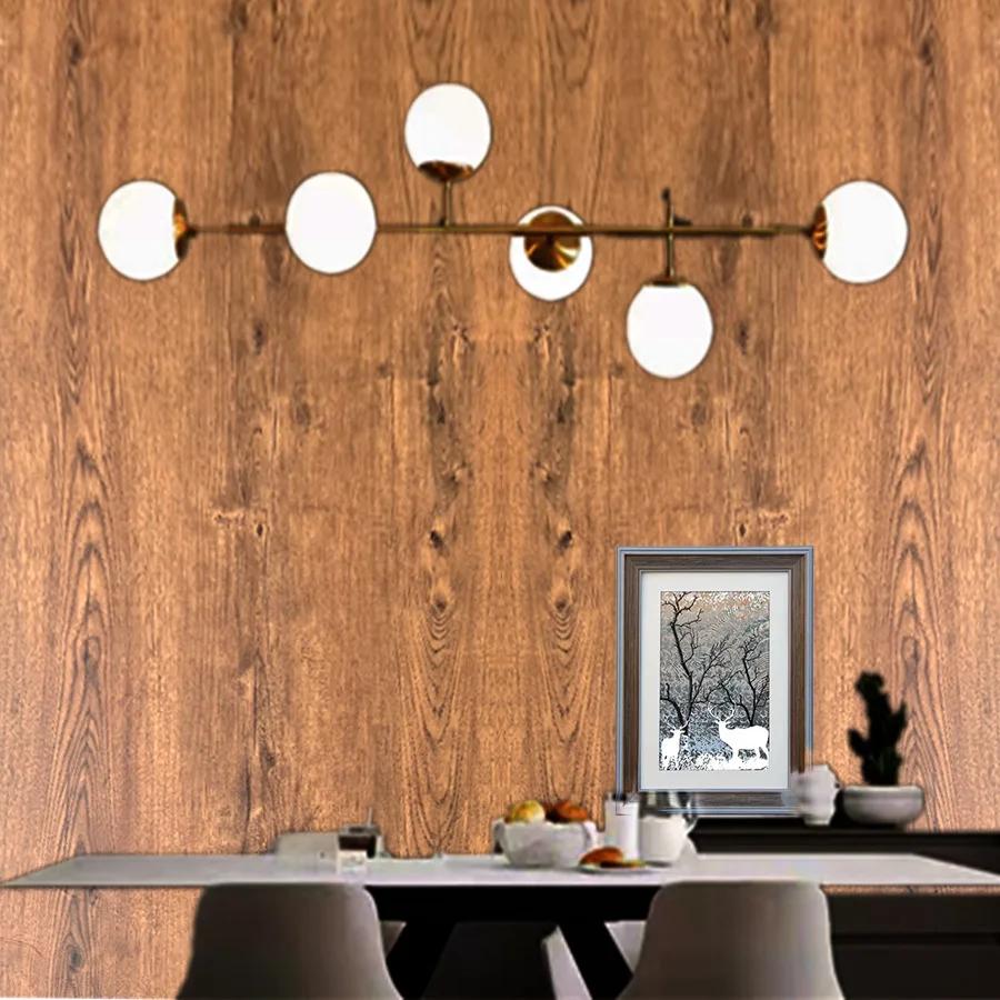 Brown Wood Grain Self-adhesive Wallpaper Home Decoration Background Wall PVC Kitchen Home Color Changing Sticker Wallpaper