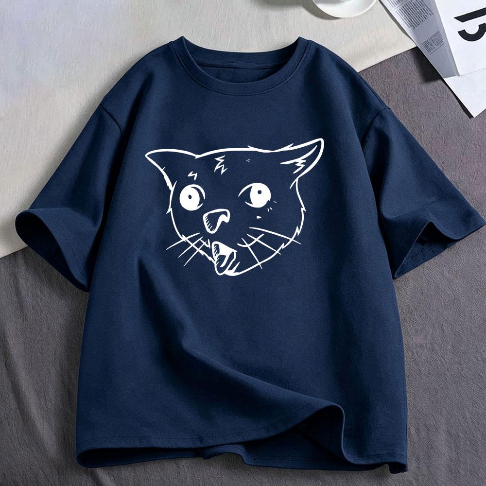 Coughing Cat Funny Meme Graphic T Shirts Unisexs Unisex Clothing Fashion Cotton Casual Oversized Short Sleeve Tshirts Streetwear