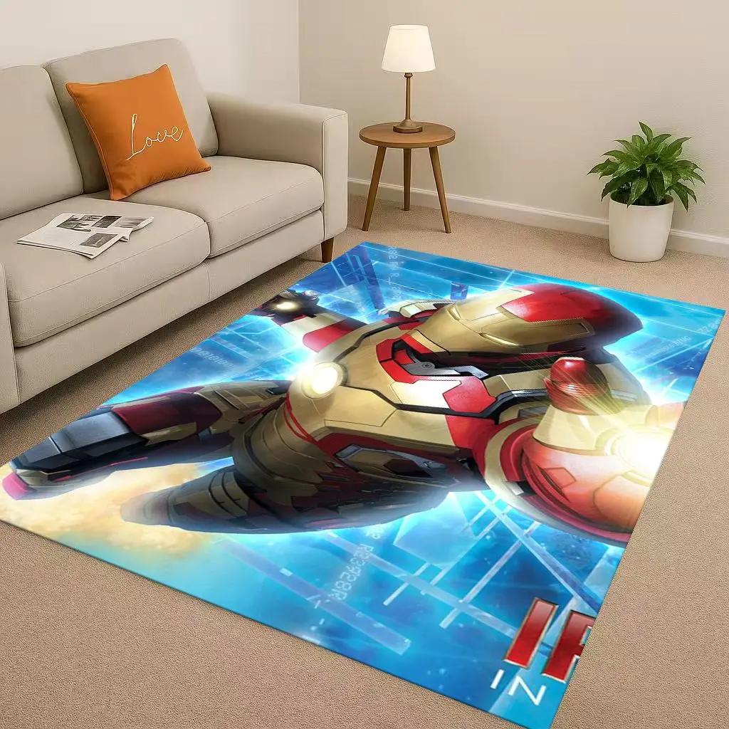 

3D Marvel Iron Man Captain America Cartoon Christmas Living Room Non-Slip Area Rug Carpet for Bedroom Sofa,Home Doormat 40x60cm( 15x23in )