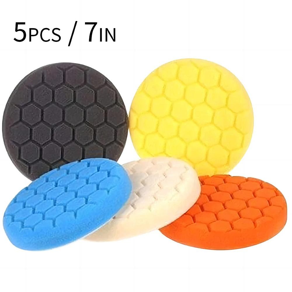 5PCS auto detailing pads polishing wheel for drill buffing kit 3/5/6/7 inch self adhesive polishing pad car wax applicator discs