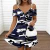 Ladies Sleeveless Strap Dress Plus Size Tropical Floral Printed Loose Seaside Sundress