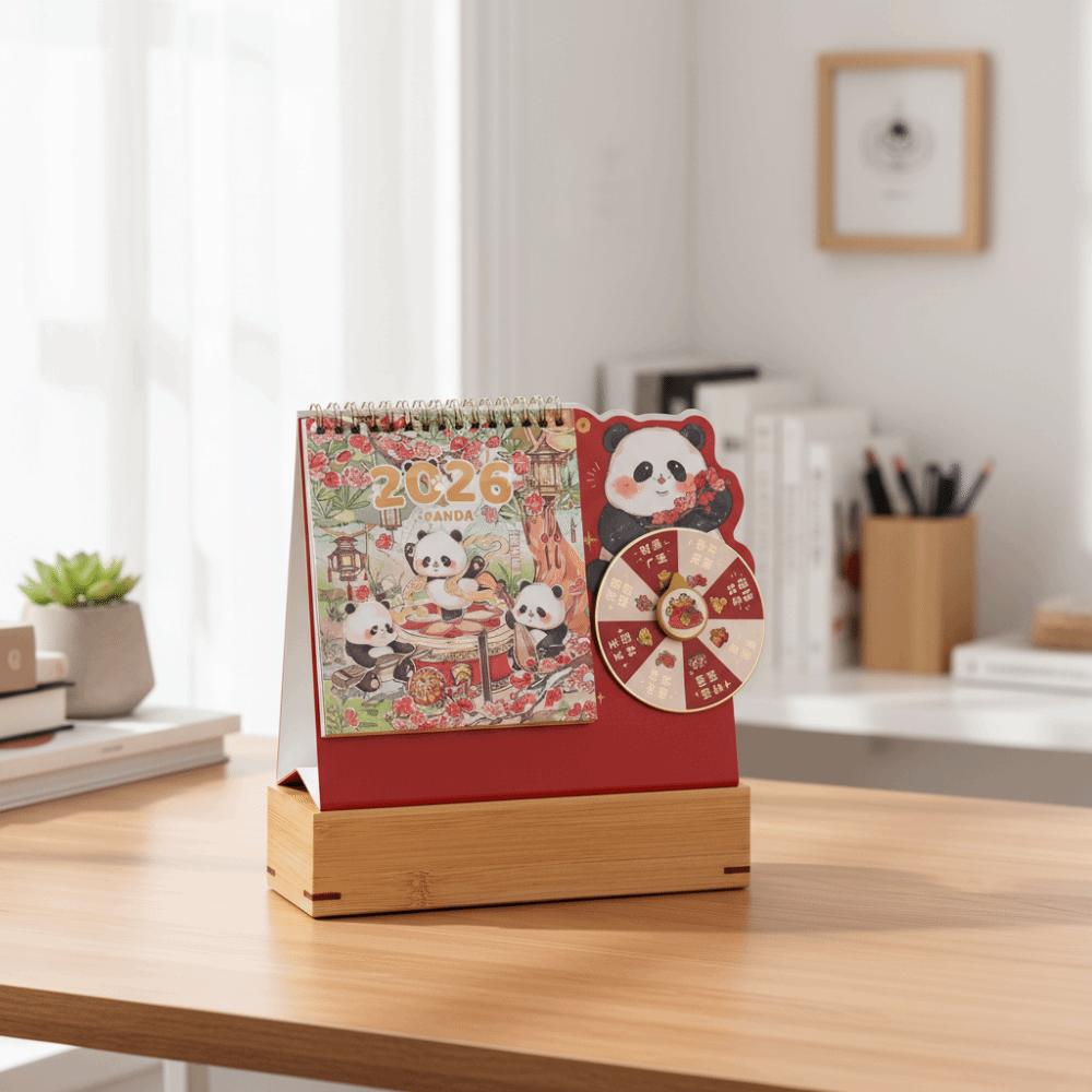 Double Coil Rotary Table Calendar Cartoon Panda Planner Calendar Memo Desk Calendar Student