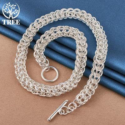 Řetízkový náhrdelník 925 ze stříbra s mnoha kruhy