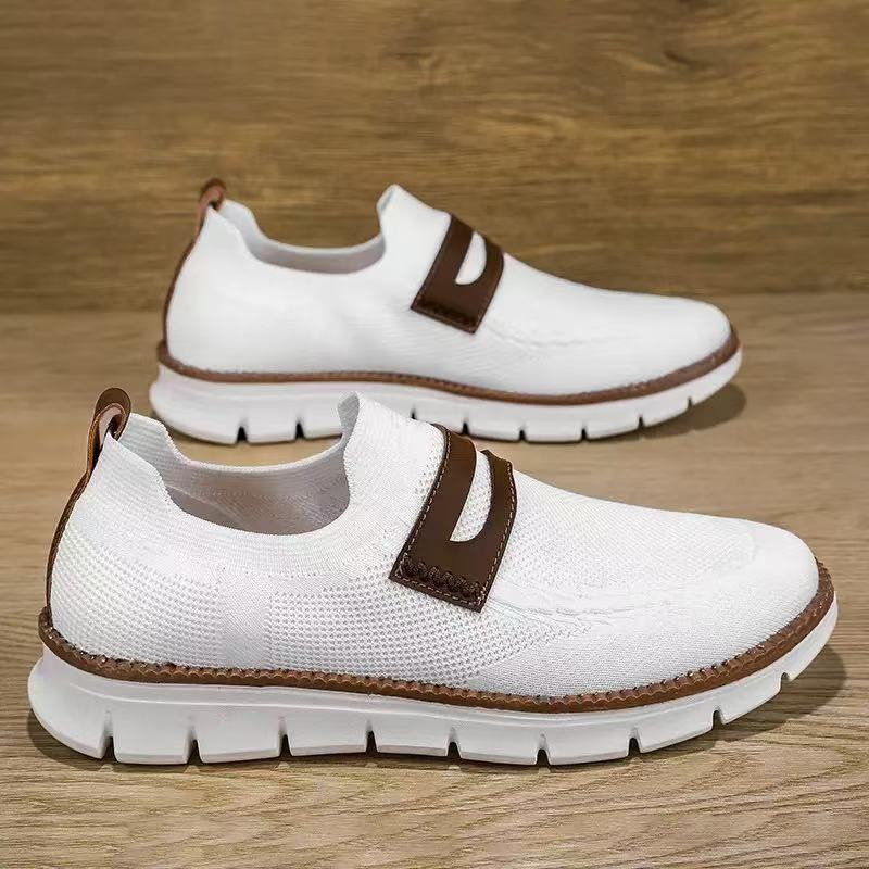 

Men s shoes new fly-woven men s casual shoes light and breathable sports shoes simple and comfortable one-pedal shoes men 37 белый