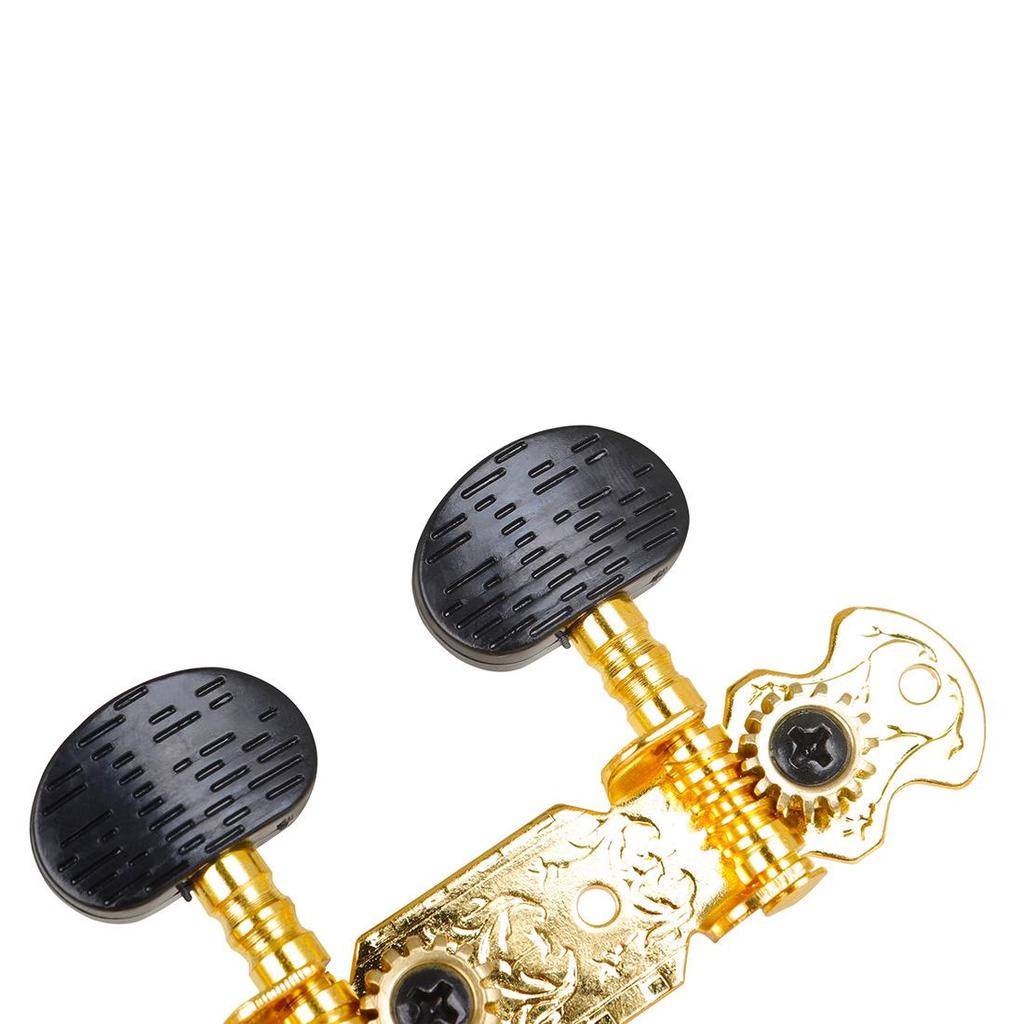 Gold Engraved Guitar Tuning Pegs with Screws, Three-Line Classical Open Style, Pack of Two.