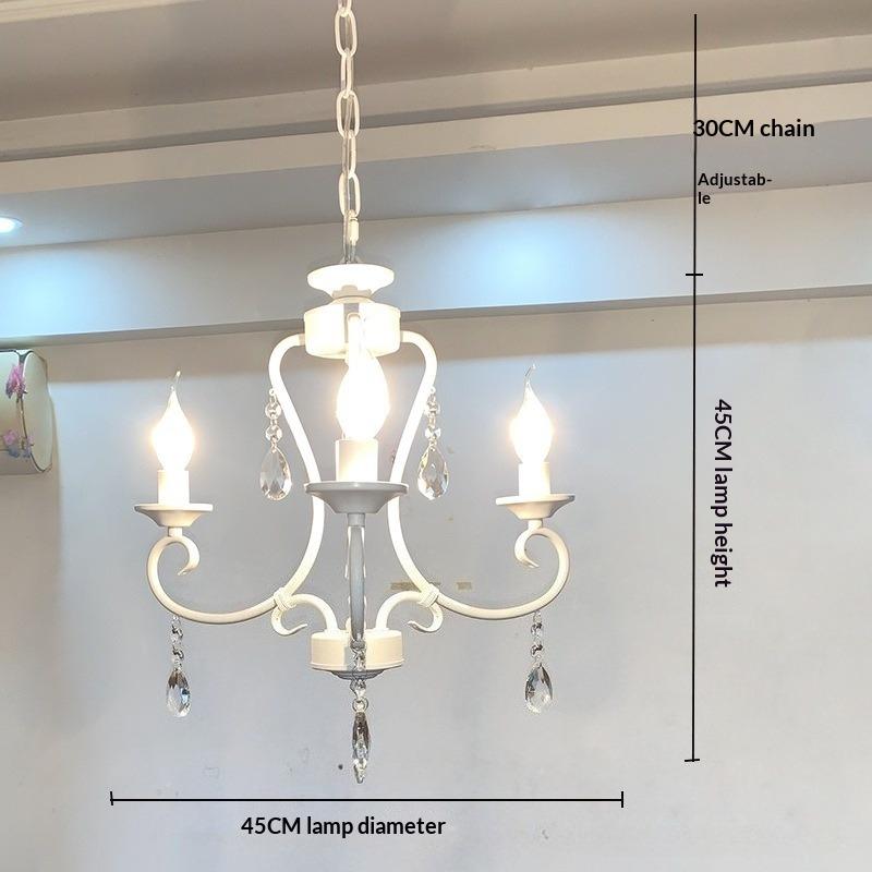 Retro Candle Pendant Light, Living Room Light, Dining Room Bedroom, Simple Rustic Style, Wrought Iron Black Crystal Lighting Fixture