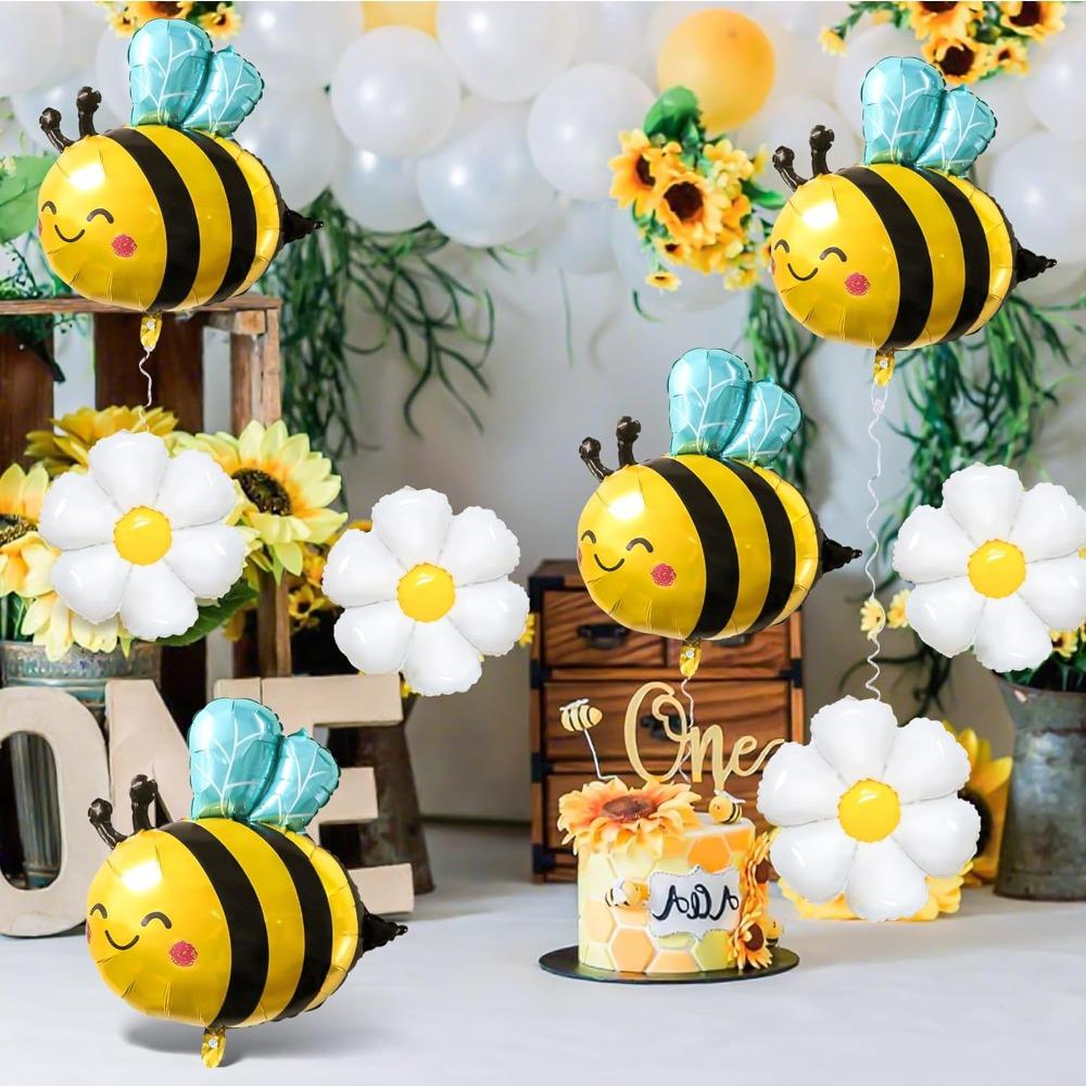 8pcs Cute Bee Balloon Arch Kits Sweet Bee Balloons and Daisy Flower Balloons for Spring Animal Themes Birthdays Outdoor Wedding Party Decorations