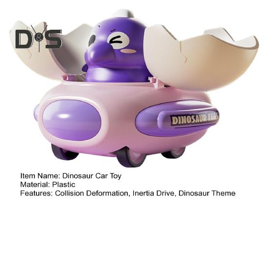 Kids Dinosaur Bumper Car Toy Collision Deformation Inertia Drive Dino Egg Flying Saucer Toddlers Boys Girls Educational Transformable Cartoon
