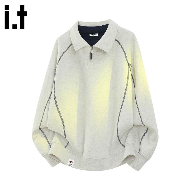 :CHOCOOLATE Men's Half-Zip Lapel Sweatshirt