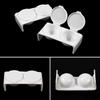 White Plastic Liquid Dappen Dish Twin Cup Nail Art Pigment Holder For Nail Brushes Washing Container With Lids Manicure Tool