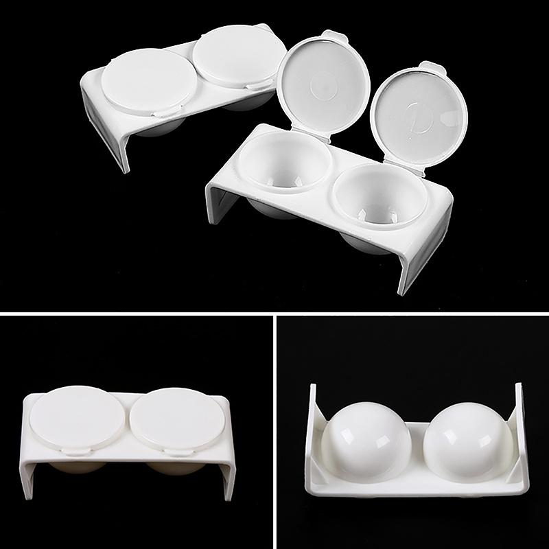 White Plastic Liquid Dappen Dish Twin Cup Nail Art Pigment Holder For Nail Brushes Washing Container With Lids Manicure Tool
